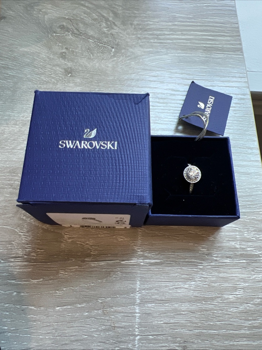 Swarovski 5412024 Crystal Halo Ring Size 5 EU 50 Rhodium Plated w/ Box